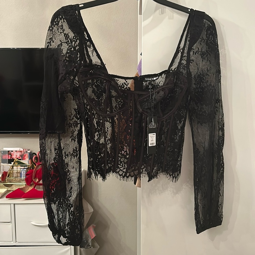 NWT Black Lace shirt - size large